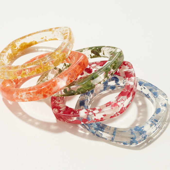 Color Powder Square Resin Bangle Bracelet