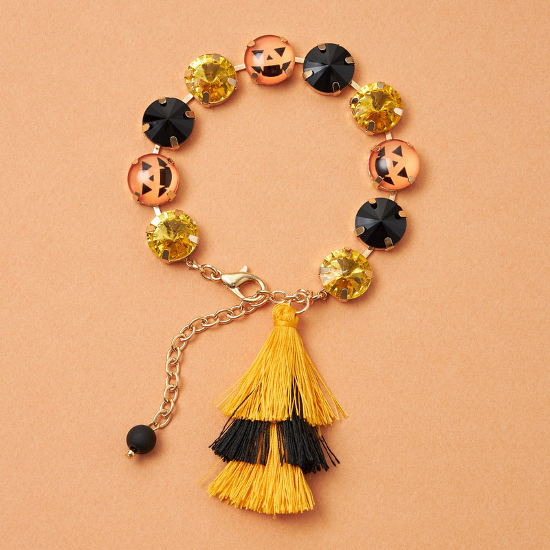 Halloween Pumpkin Bracelet with a Tassel