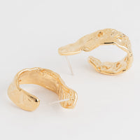 Irregular Shape Hammered 18K Gold Dipped Post Earring