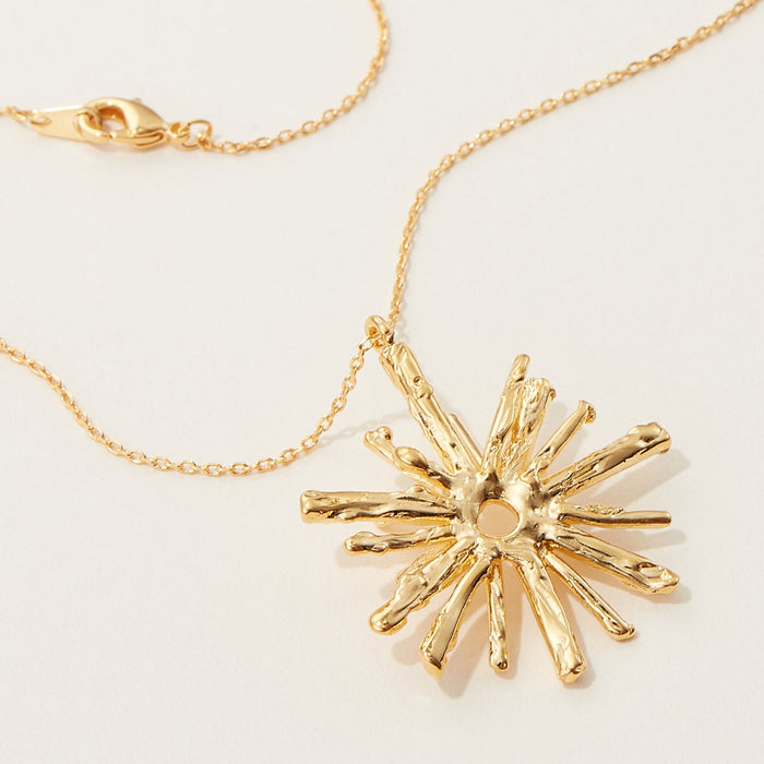 Gold Dipped Chunky Burst Pendant Long Necklace