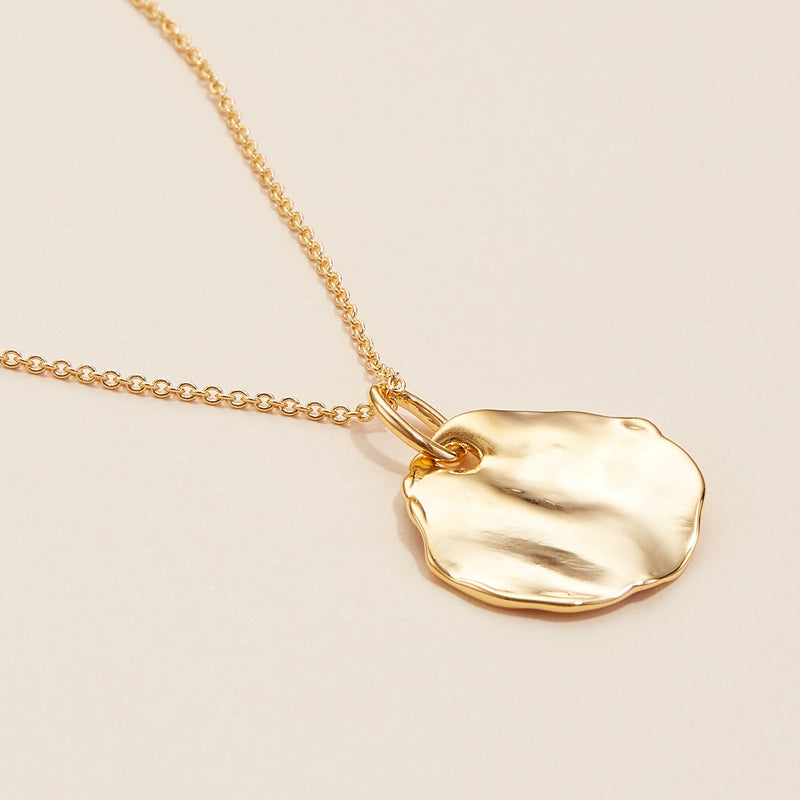 Organic Shape Pendant 18K Gold Dipped Necklace