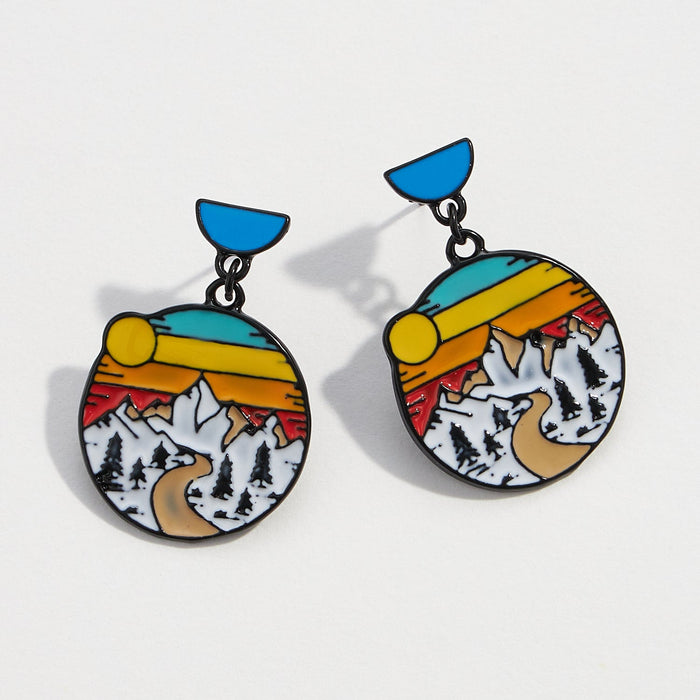 Camping at Sunset Epoxy Drop Earrings