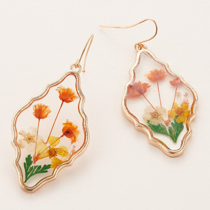 Bold Pressed Flower Dangle Earrings