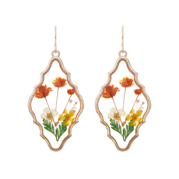 Bold Pressed Flower Dangle Earrings