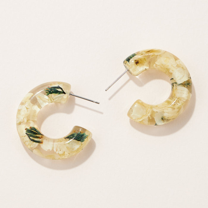 Pressed Flower Hoop Earrings