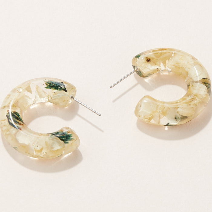 Pressed Flower Hoop Earrings