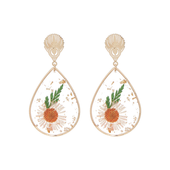 pressed flower teardrop earrings