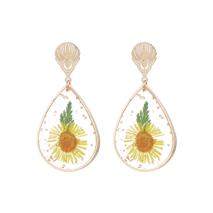 pressed flower teardrop earrings