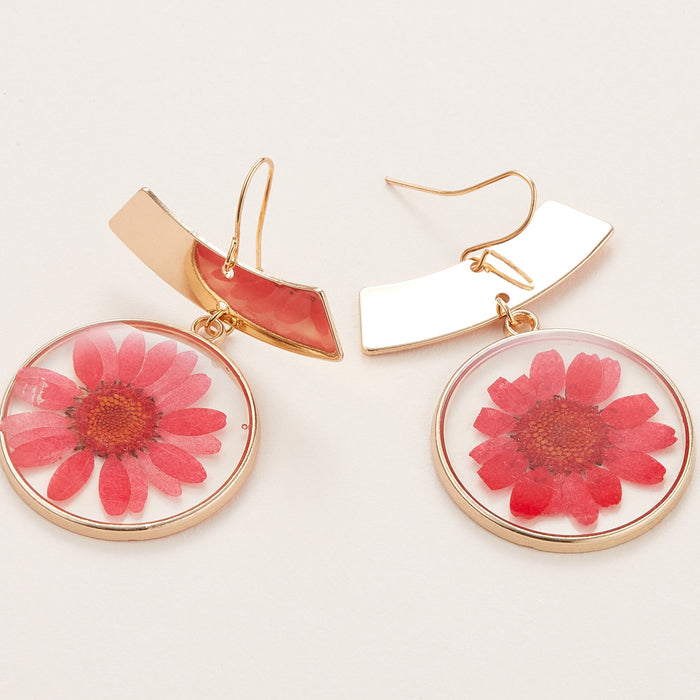 bold pressed flower ceramic dangle earrings