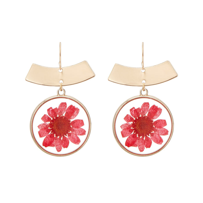 bold pressed flower ceramic dangle earrings