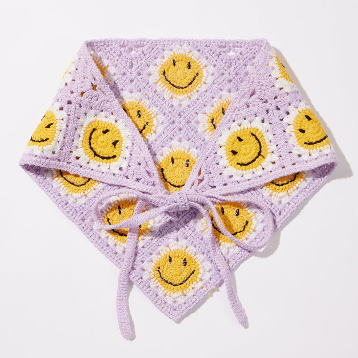 Smiley Face Babushka Style Hair Wrap