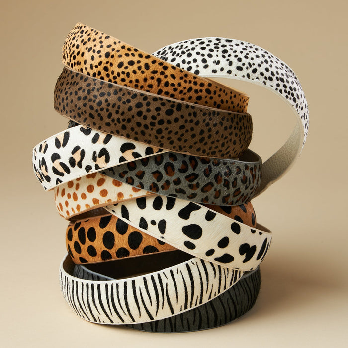 genuine leather animal print headbands