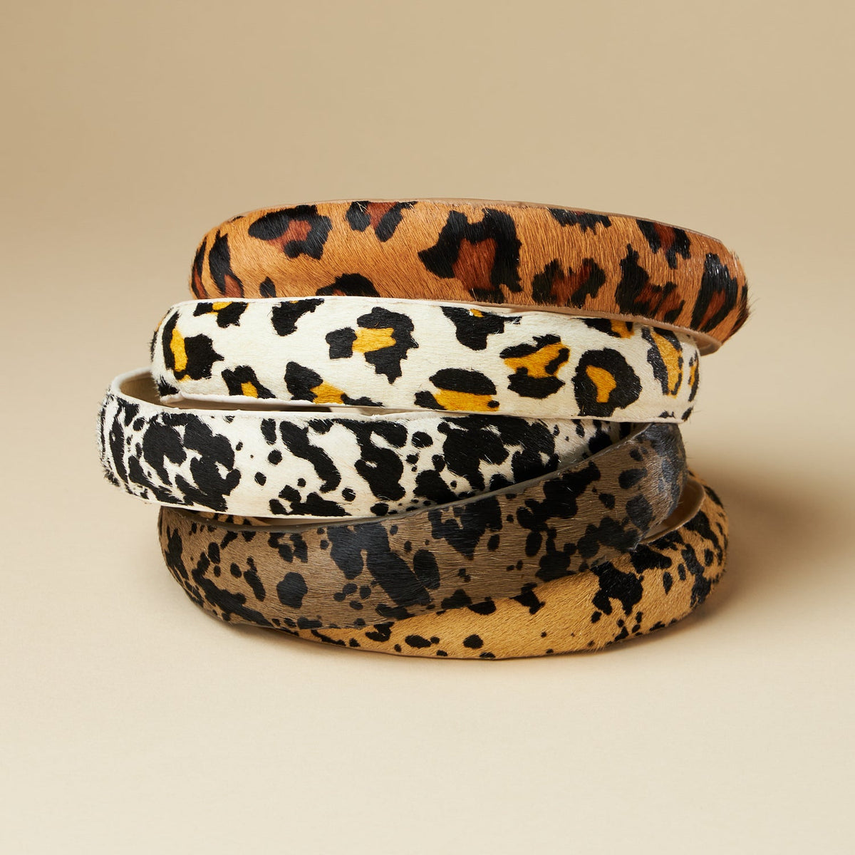 genuine leather animal print headbands 1inch