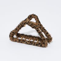 animal print genuine leather small triangle claw hair clips