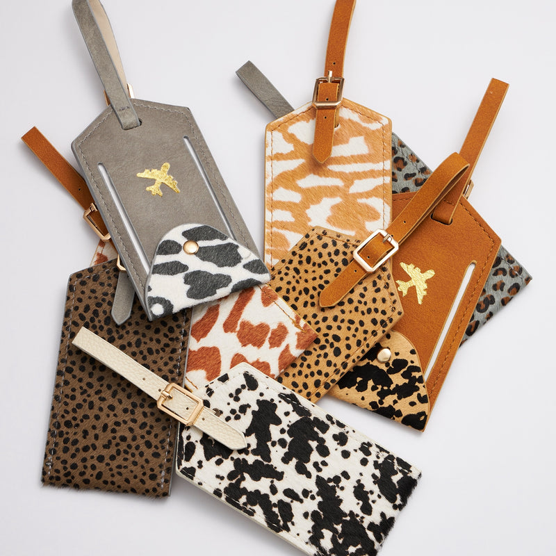 Genuine Leather Animal Print Luggage Tag