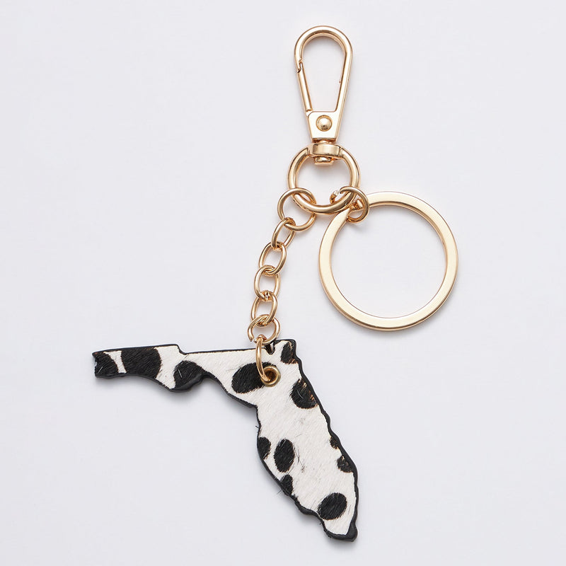 Genuine Leather Animal Print Florida State Keychains