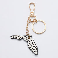 Genuine Leather Animal Print Florida State Keychains