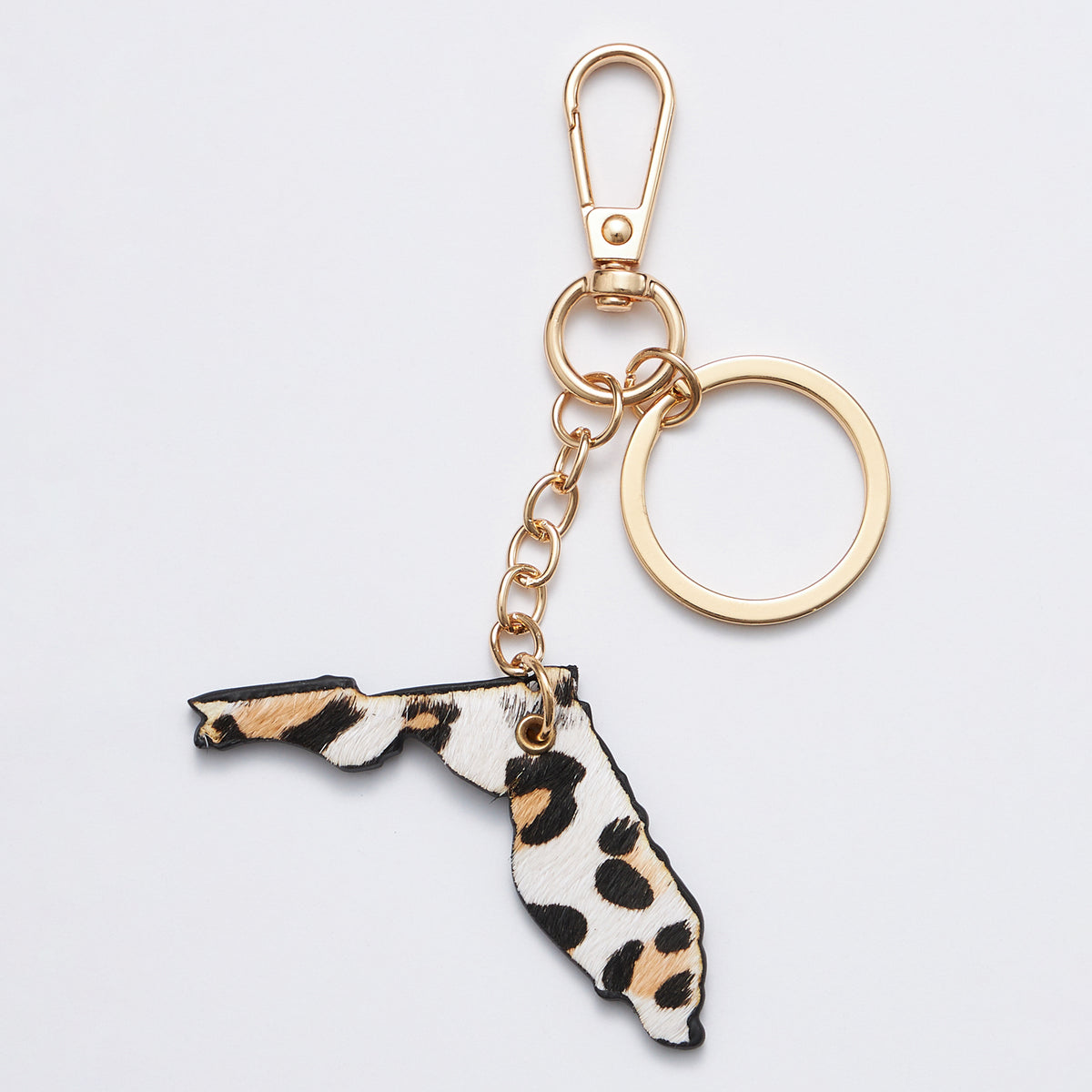 Genuine Leather Animal Print Florida State Keychains