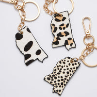 Genuine Leather Animal Print Mississippi State Keychains