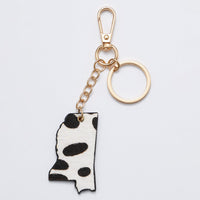 genuine leather animal print georgia state keychains