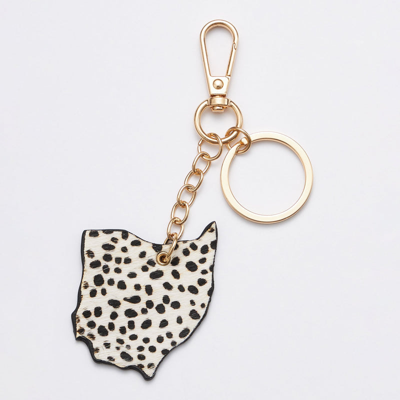 genuine leather animal print missouri state shape keychains