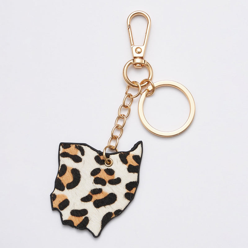 genuine leather animal print missouri state shape keychains