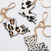 Genuine Leather Animal Print Louisiana State Keychains