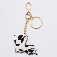 Genuine Leather Animal Print Louisiana State Keychains