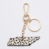 genuine leather animal print louisiana state keychains