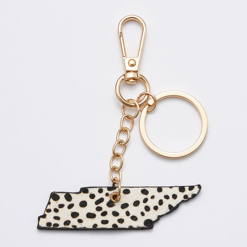 genuine leather animal print louisiana state keychains