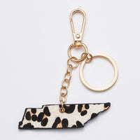 genuine leather animal print louisiana state keychains