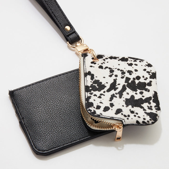 Calf Hair Pouch and Card Holder With Wristlet