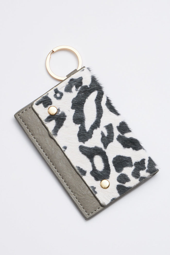 genuine leather card holder keychains