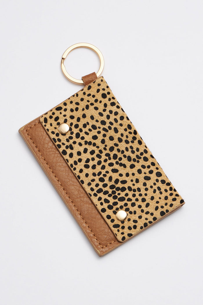 animal print card holder key chains