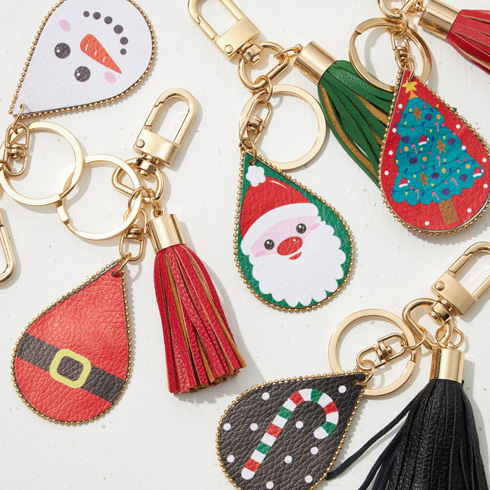 Assorted Christmas Teardrop Tassel Keychain