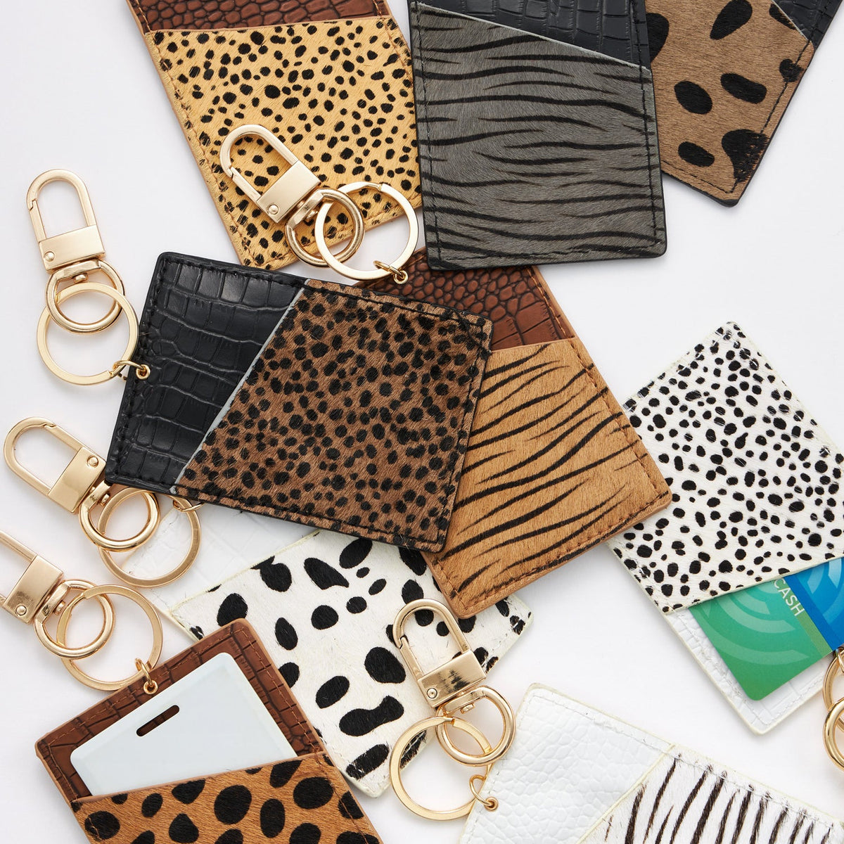 Animal Print Card Holder Key Chains