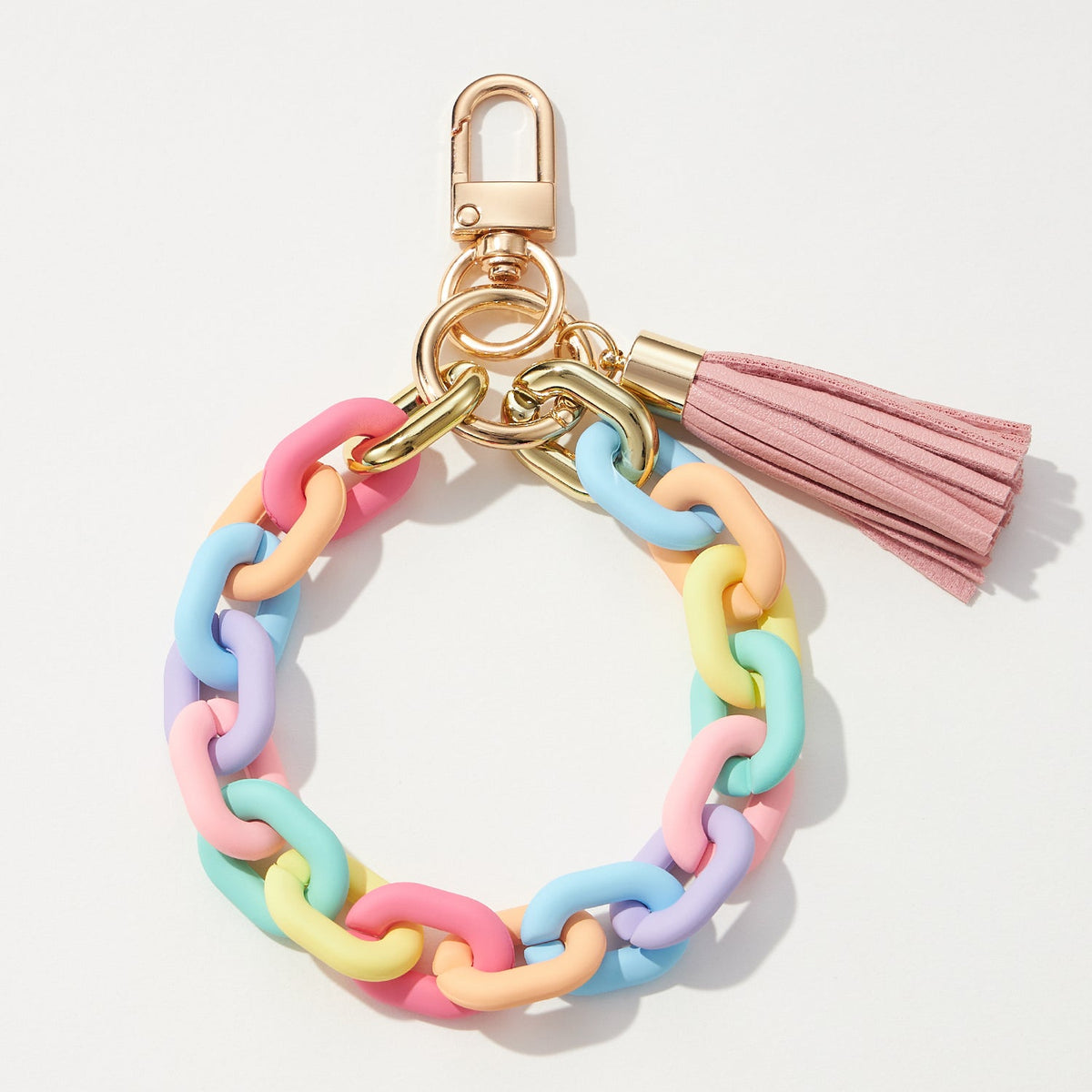 Silicone Coated Matte Key Ring Bracelets with Leather Tassel