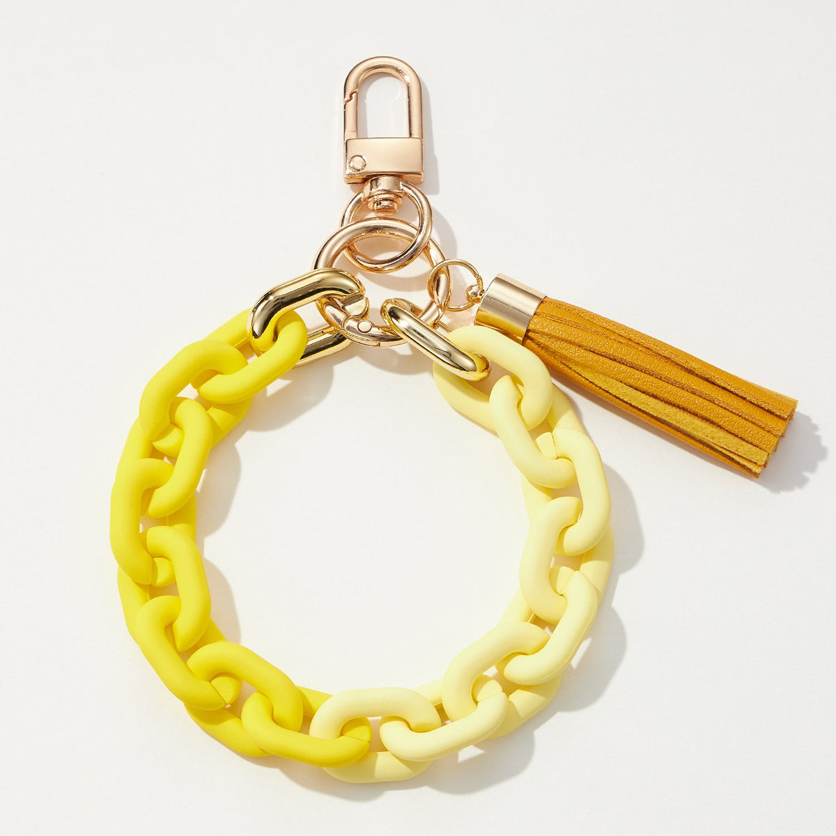 Silicone Coated Matte Key Ring Bracelets with Leather Tassel