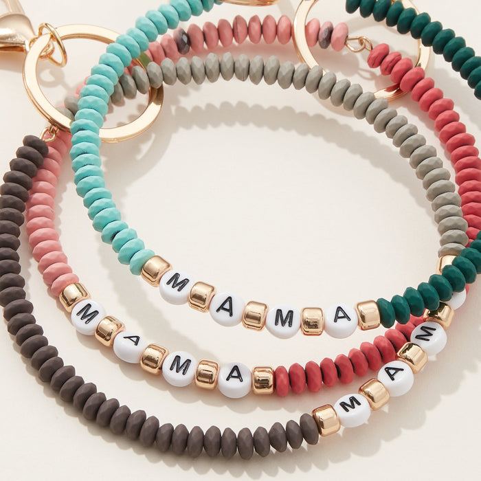 MAMA Silicone Coated Bead Bracelet Keychain