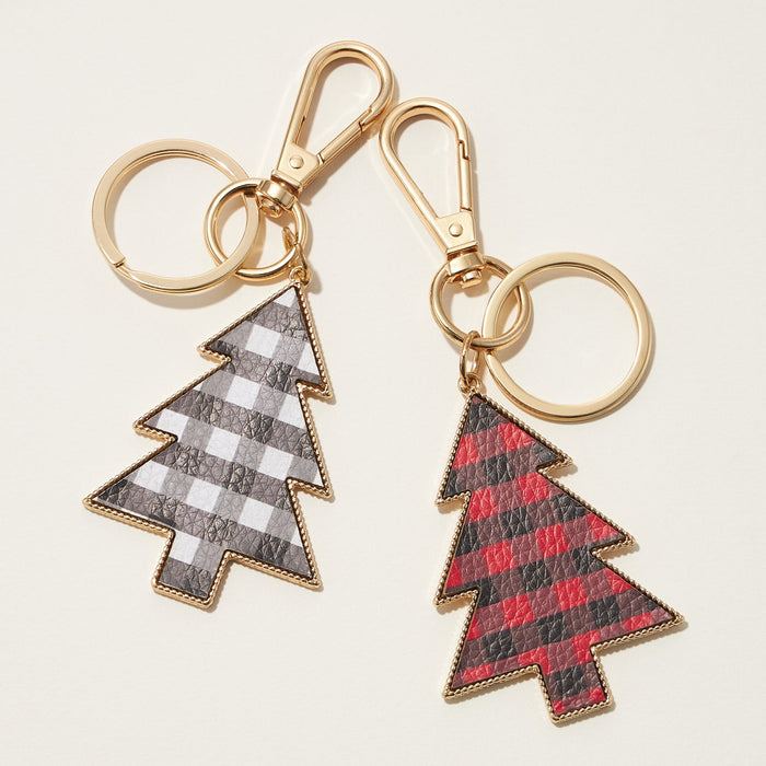 Checkered Christmas Tree Keychain