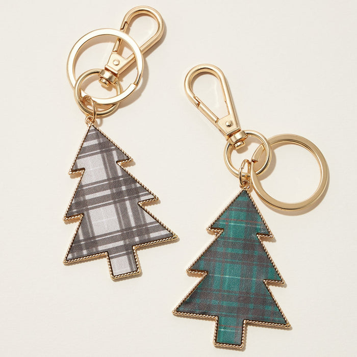 Plaid Christmas Tree Keychain