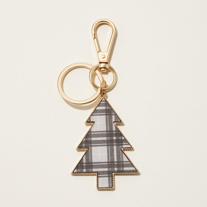 checkered christmas tree keychain