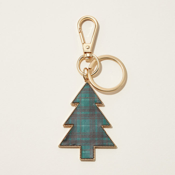 checkered christmas tree keychain