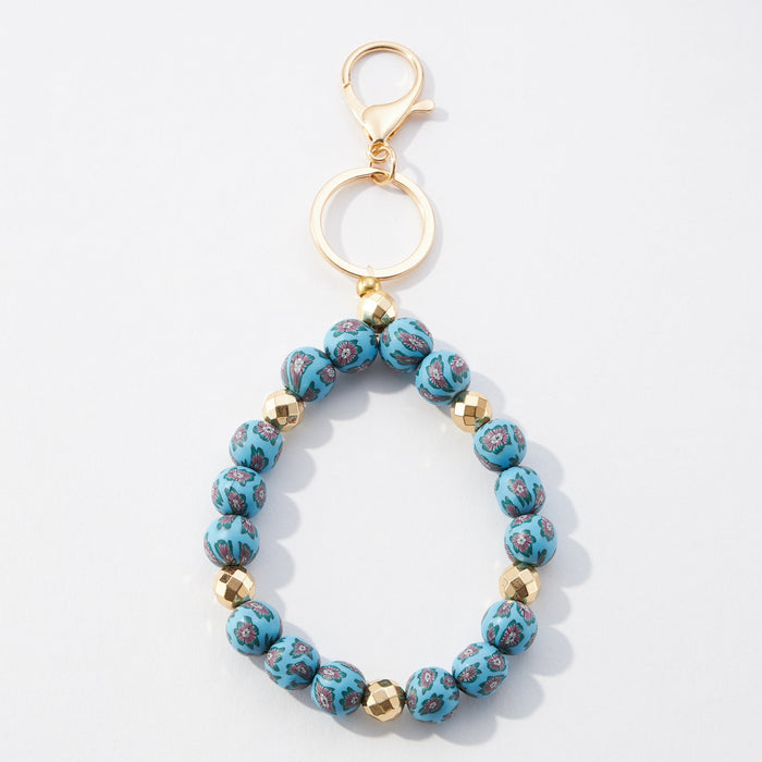 Clay Beaded Bracelet Keychain