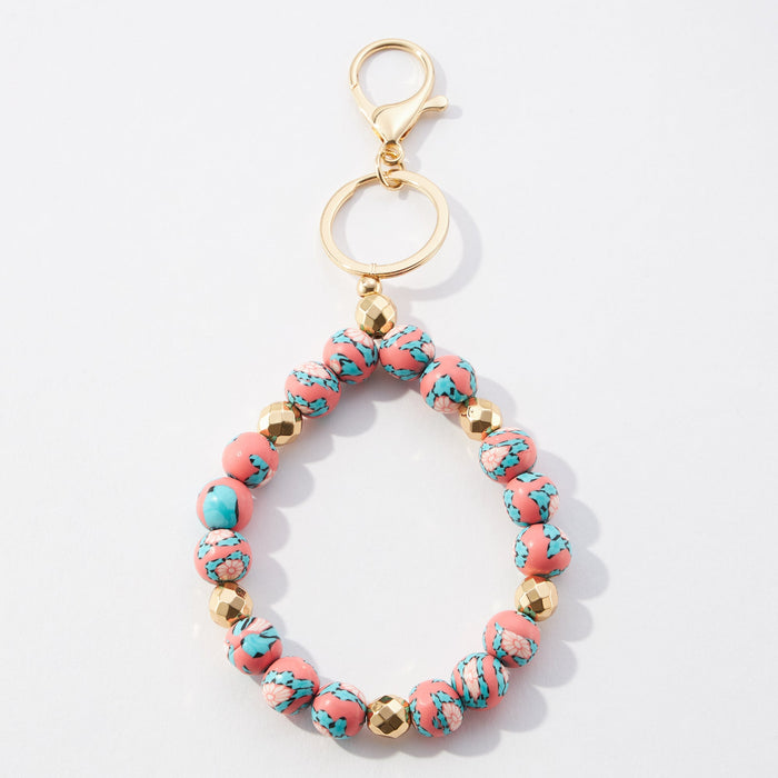 Clay Beaded Bracelet Keychain