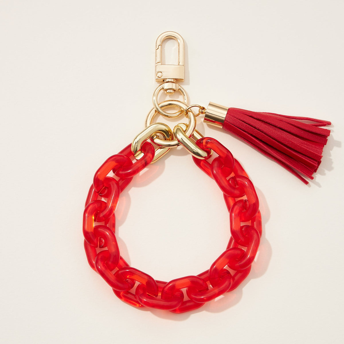 two tone mixed resin chain keychains with tassel