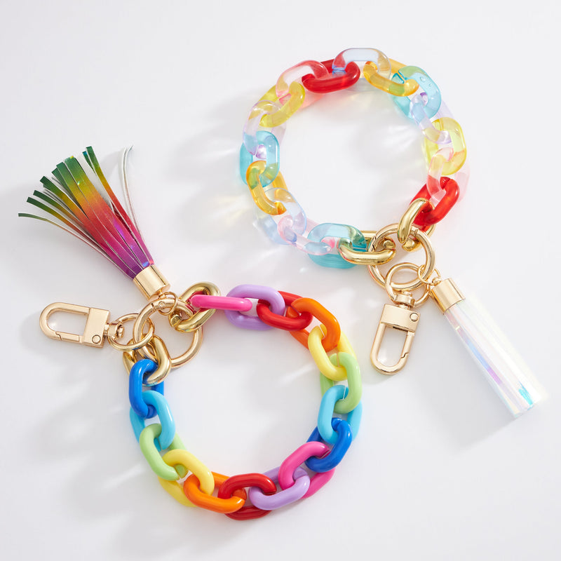 Multi Colored Resin Chain Links Keychains