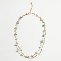 gold dipped natural stone beaded necklace