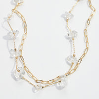 gold dipped natural stone beaded necklace