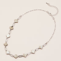 Mother of Pearl Clover Necklace – Elegant Gold Chain Link Necklace with Natural Shell Accents